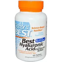 Гіалуроновая кислота Doctor's Best Best Hyaluronic Acid + Chondroitin Sulfate with BioCell Collagen 60 таблеток