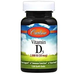 Вітамін Д3 Carlson Vitamin D3 2000 МО (50 мкг) 120 гелевих капсул