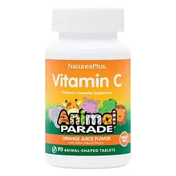 Вітаміни та мінерали NaturesPlus Animal Parade Vitamin C Sugar-Free 90 жувальних таблеток Апельсин