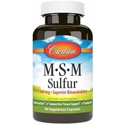Метилсульфонілметан МСМ Carlson Labs MSM-Sulfur 1000 мг 90 капсул