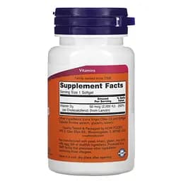 Вітаміни та мінерали NOW Vitamin D3 2000 IU, 120 капсул - мініатюра 3