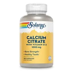 Мінерали Solaray Calcium Citrate with vitamin D3 1000 мг 180 капсул