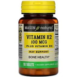 Вітамін K2 + вітамін D3 Mason Natural 100 пігулок