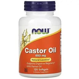 Натуральна добавка Now Castor Oil 650 mg 120 капсул