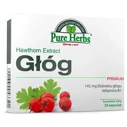 Екстракт глоду та вітамін В1 Olimp Sport Nutrition Pure Herbs Glog Premium 30 капсул для підтримки серця