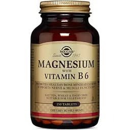 Вітаміни та мінерали Solgar Magnesium with Vitamin B6, 250 таблеток