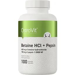 Натуральна добавка OstroVit Betaine HCl + Pepsin 100 капсул