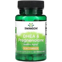 ДГЕА і прегненолон для мозку Swanson DHEA & Pregnenolone Complex 60 вегетаріанських капсул (100-60-9475966-20)