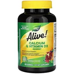 Кальцій та вітамін D3 Nature's Way смак малини-лимонаду та полуниці 60 жувальних цукерок (NWY10255)