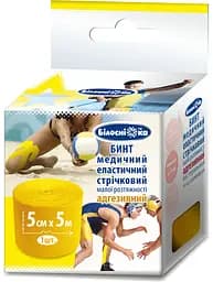 Бинт адгезивный эластичный тейп Белоснежка 5 см х 5 м желтый (438458)