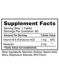 Мелатонін Earths Creation Melatonin 3 mg with B-6 60 шт. (1091-817 497) - мініатюра 2