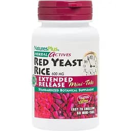 Натуральна добавка NaturesPlus Herbal Actives Red Yeast Rice 600 mg 60 міні таблеток
