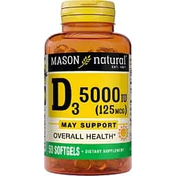 Вітамін D3 Mason Natural Vitamin D3, 5000 МО 50 гелевих капсул