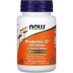 Пробіотики і пребіотики NOW Probiotic-10 100 billion 30 вегакапсул