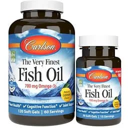 Жирні кислоти Carlson Labs The Very Finest Fish Oil Лимон 700 мг 120+30 капсул