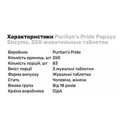 Натуральная добавка Puritan's Pride Papaya Enzyme, 250 жевательных таблеток - мініатюра 2
