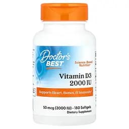 Вітамін D3 Doctor's Best Vitamin D3 50 мкг 180 веган капсул