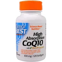Коензим Q10 з біоперином Doctor's Best High Absorption CoQ10 with BioPerine 100 мг 120 желатинових капсул