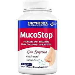 Натуральная добавка Enzymedica MucoStop, 48 капсул для облегчения дыхания