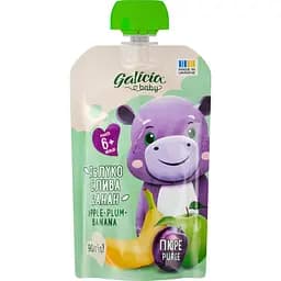Пюре Galicia Baby яблучно-сливово-бананове натуральне гомогенізоване стерилізоване 90 г