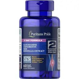 Препарат для суставов и связок Puritan's Pride Glucosamine Chondroitin & MSM with Boswellia 7 Day Formula 60 каплет