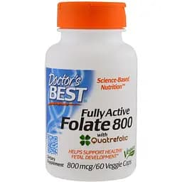 Повністю активований фолат Doctor's Best Quatrefolic 800 мкг 60 гелевих капсул