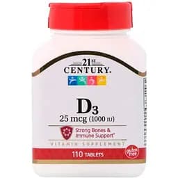 Вітамін Д3 21st Century Vitamin D3 1000 МЕ 110 таблеток