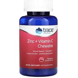 Підтримка імунітету з цинком та вітаміном С Trace Minerals зі смаком малини 60 таблеток