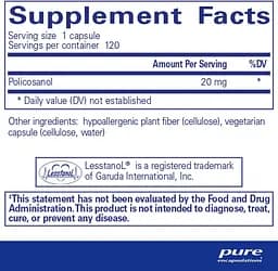 Полікозанол Pure Encapsulations Policosanol 20 мг 120 капсул - мініатюра 2