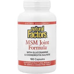 Формула для суставов с МСМ, глюкозамином и хондроитинсульфатом Natural Factors MSM Joint Formula with Glucosamine & Chondroitin Sulfate 180 капсул
