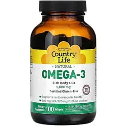 Жирные кислоты Country Life Natural Omega-3 1000 мг 100 капсул