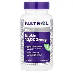Вітаміни та мінерали Natrol Biotin 10000 mcg, 100 таблеток