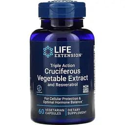 Екстракт хрестоцвітих Life Extension Triple Action Cruciferous Vegetable Extract with Resveratrol потрійної дії з ресвератролом 60 вегетаріанських капсул