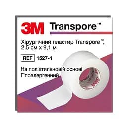 Медицинский пластырь 3M Transpore 1527-1 прозрачный перфорированный 2.5 см х 9.1 м