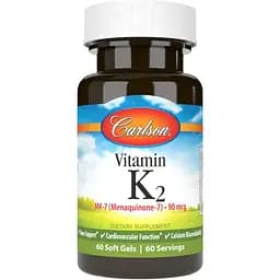 Вітамін K2 MK-7 Carlson Vitamin K2 як MK-7 90 мкг 60 желатинових капсул