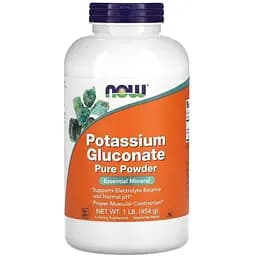 Витамины и минералы Now Potassium Gluconate Pure Powder 454 грамма