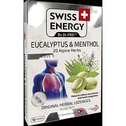 Леденцы от простуды Swiss Energy Herbal Lozenges Blister 20 herbs + Eucalyptus and Menthol травяных леденцов