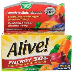 Мультивітамінний-Мультімінерал Nature's Way Alive ! Energy 50+, 60 таблеток