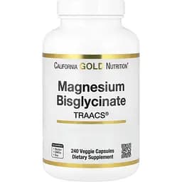 Магній бісгліцинат California Gold Nutrition Magnesium Bisglycinate Formulated with TRAACS 200 мг 240 вегетаріанських капсул