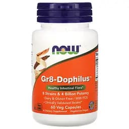 Пробіотики для покращення шлункового тракту Now Foods Gr8-Dophilus 60 вегетаріанських капсул