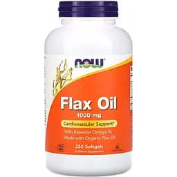 Жирні кислоти Now Flax Oil 1000 мг 250 капсул
