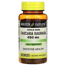 Каскара саграда Mason Natural Cascara Sagrada Whole Herb, 100 каплет для підтримки травлення