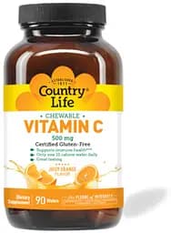 Вітаміни та мінерали Country Life Vitamin C 500 mg, 90 жувальних таблеток Апельсин