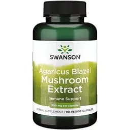 Екстракт гриба Агарік бразильський Swanson Agaricus Blazei Mushroom Extract 500 мг 90 вегетаріанських капсул (2023-10-2307)