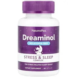 Комплекс для сна без мелатонина Natures Plus Dreaminol Stress & Sleep Complex Melatonin Free, 60 капсул
