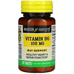 Вітамін B6 Mason Natural 100 мг 100 таблеток