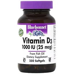 Вiтамiн D3 1000IU Bluebonnet Nutrition 250 желатинових капсул