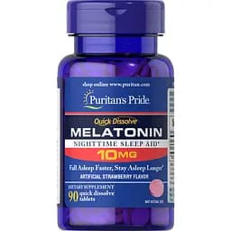 Мелатонін Puritan's Pride Quick Dissolve Melatonin 10 mg Strawberry 90 таблеток