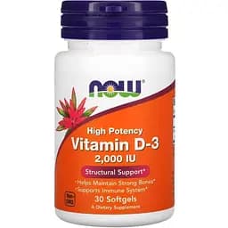 Витамины и минералы Now Vitamin D3 2000 IU 30 капсул