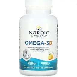 Жирні кислоти Nordic Naturals Omega-3D, 120 капсул - Лимон